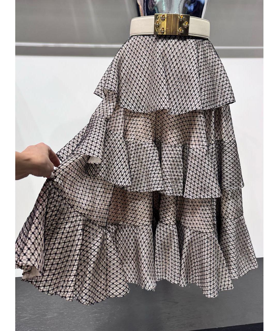 ALEXANDER MCQUEEN Бежевая полиэстеровая юбка миди, фото 4