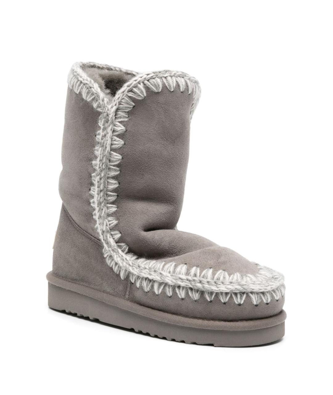 MOU Серые кожаные сапоги, фото 4