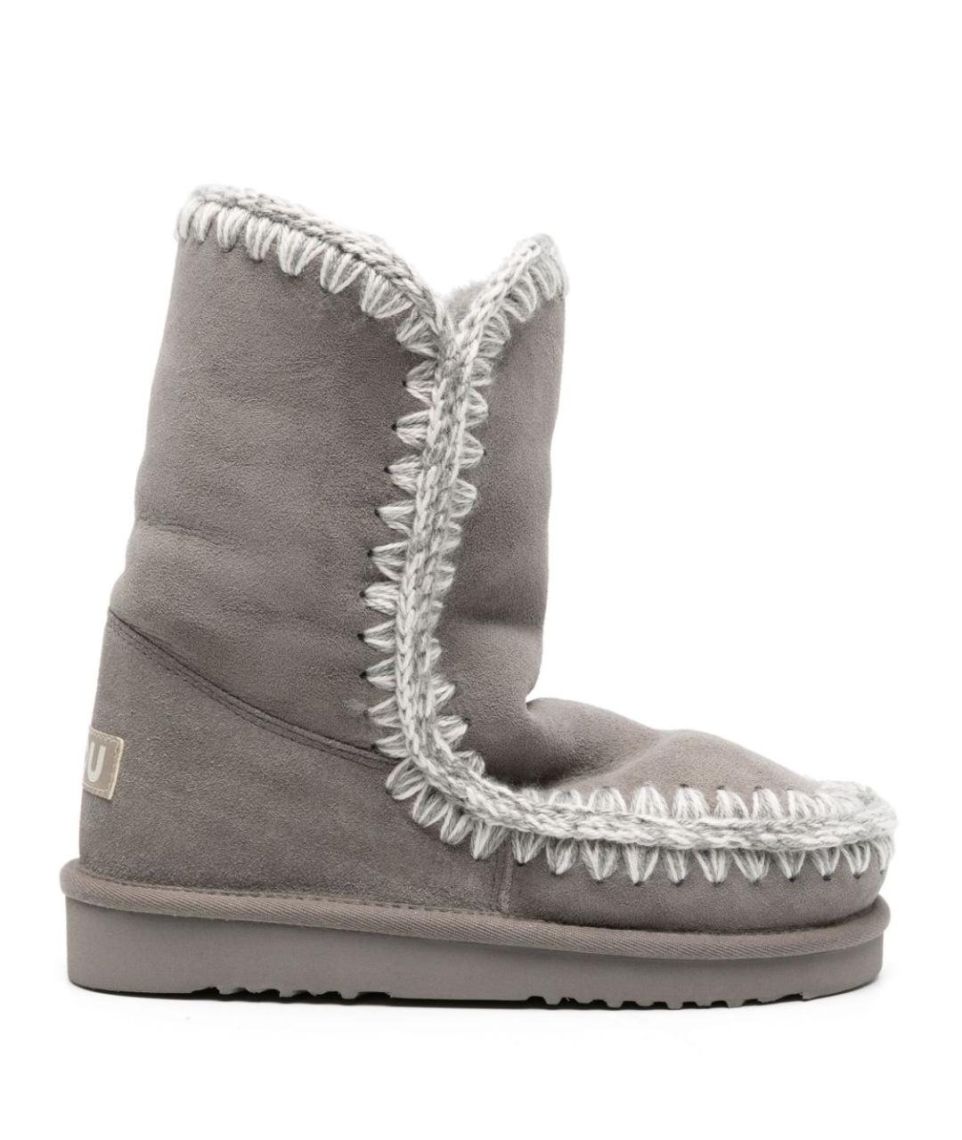 MOU Серые кожаные сапоги, фото 1