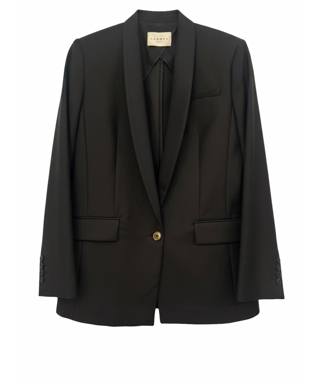 SANDRO Черный хлопковый жакет/пиджак, фото 1