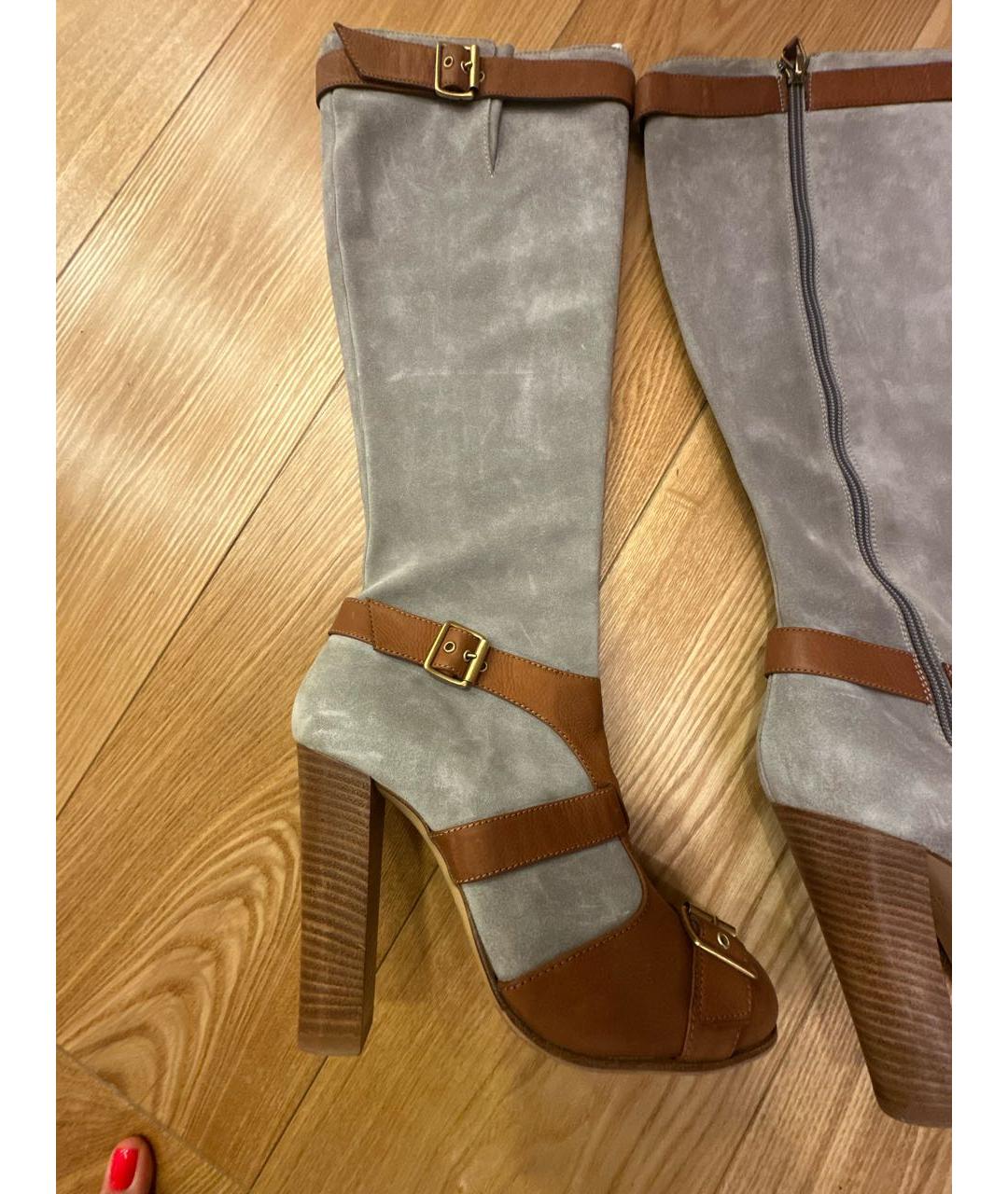 ESCADA Серые нубуковые сапоги, фото 7