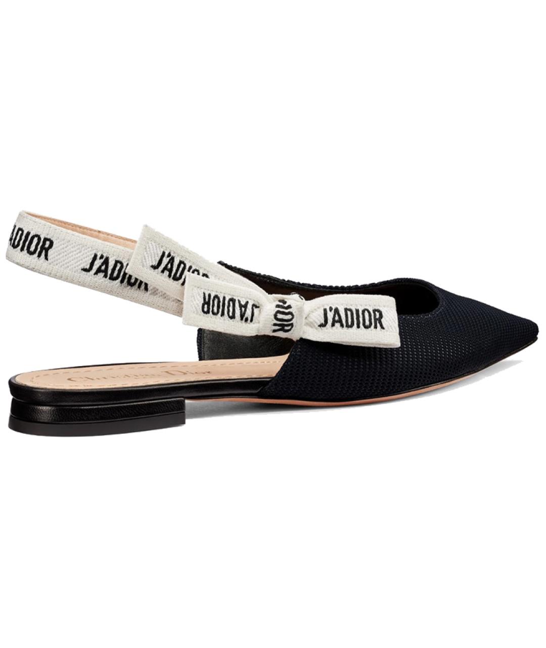 CHRISTIAN DIOR Черные текстильные лодочки на низком каблуке, фото 3