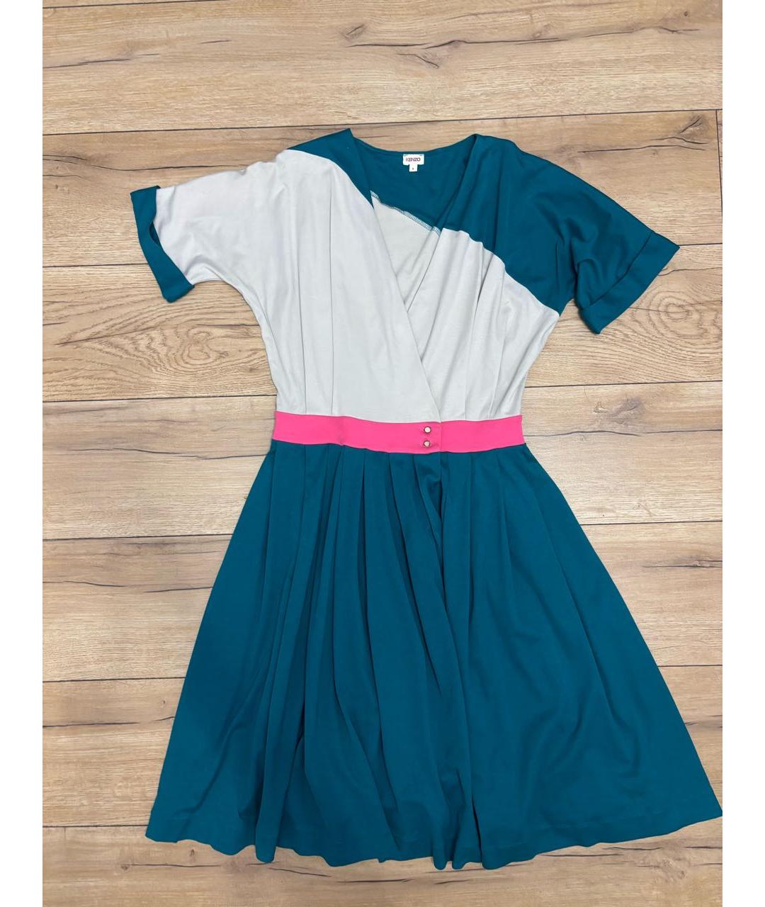 KENZO Зеленые хлопковое коктейльное платье, фото 6