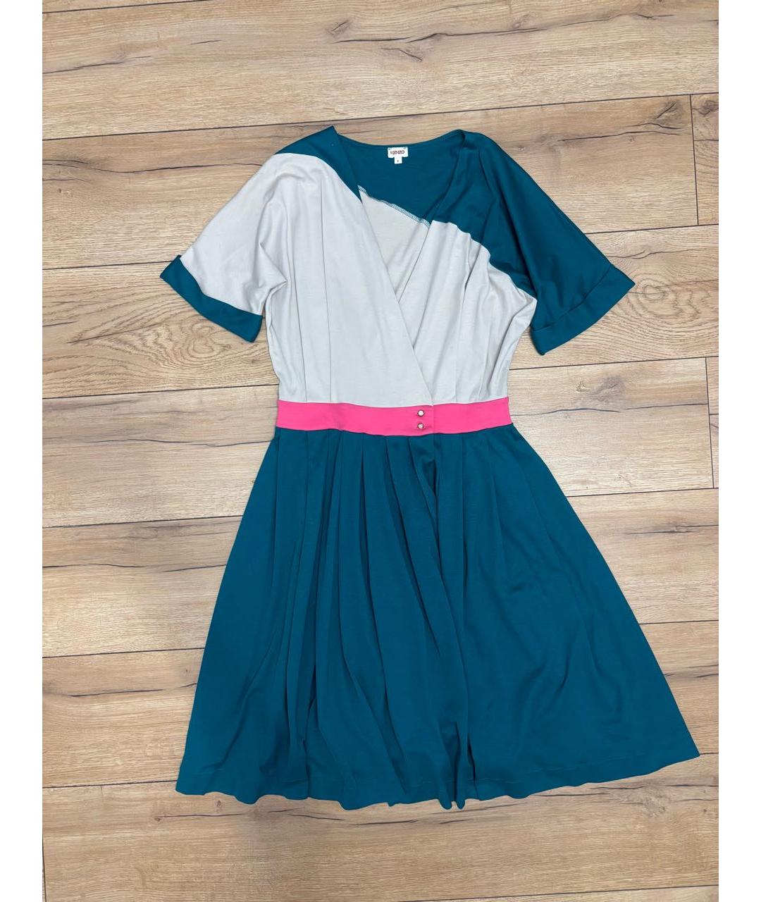 KENZO Зеленые хлопковое коктейльное платье, фото 2