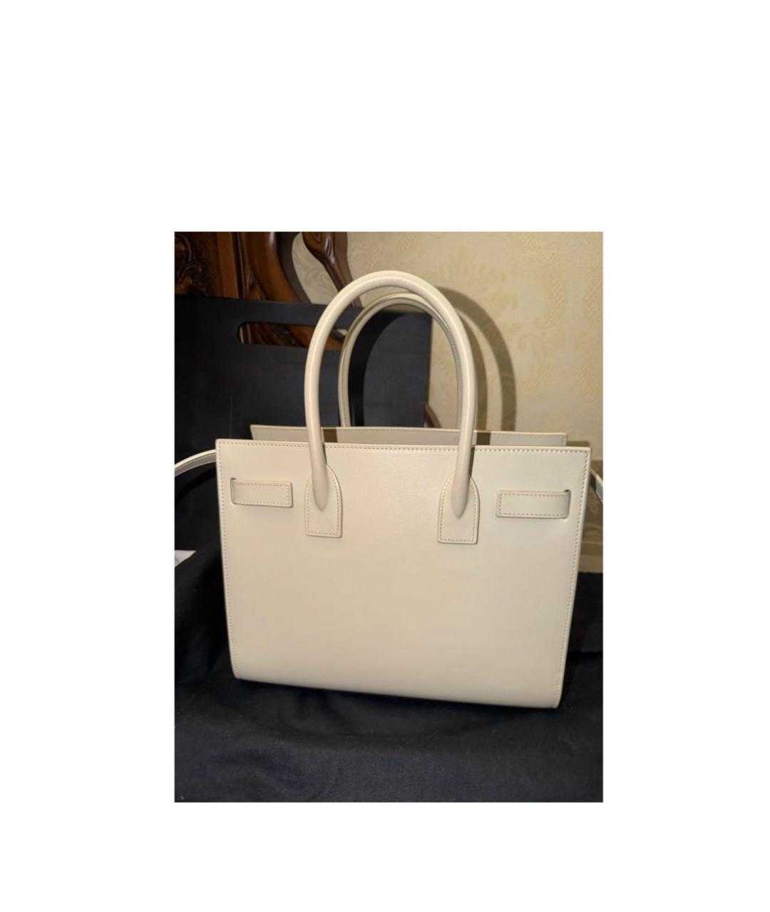 SAINT LAURENT Белая кожаная сумка через плечо, фото 4