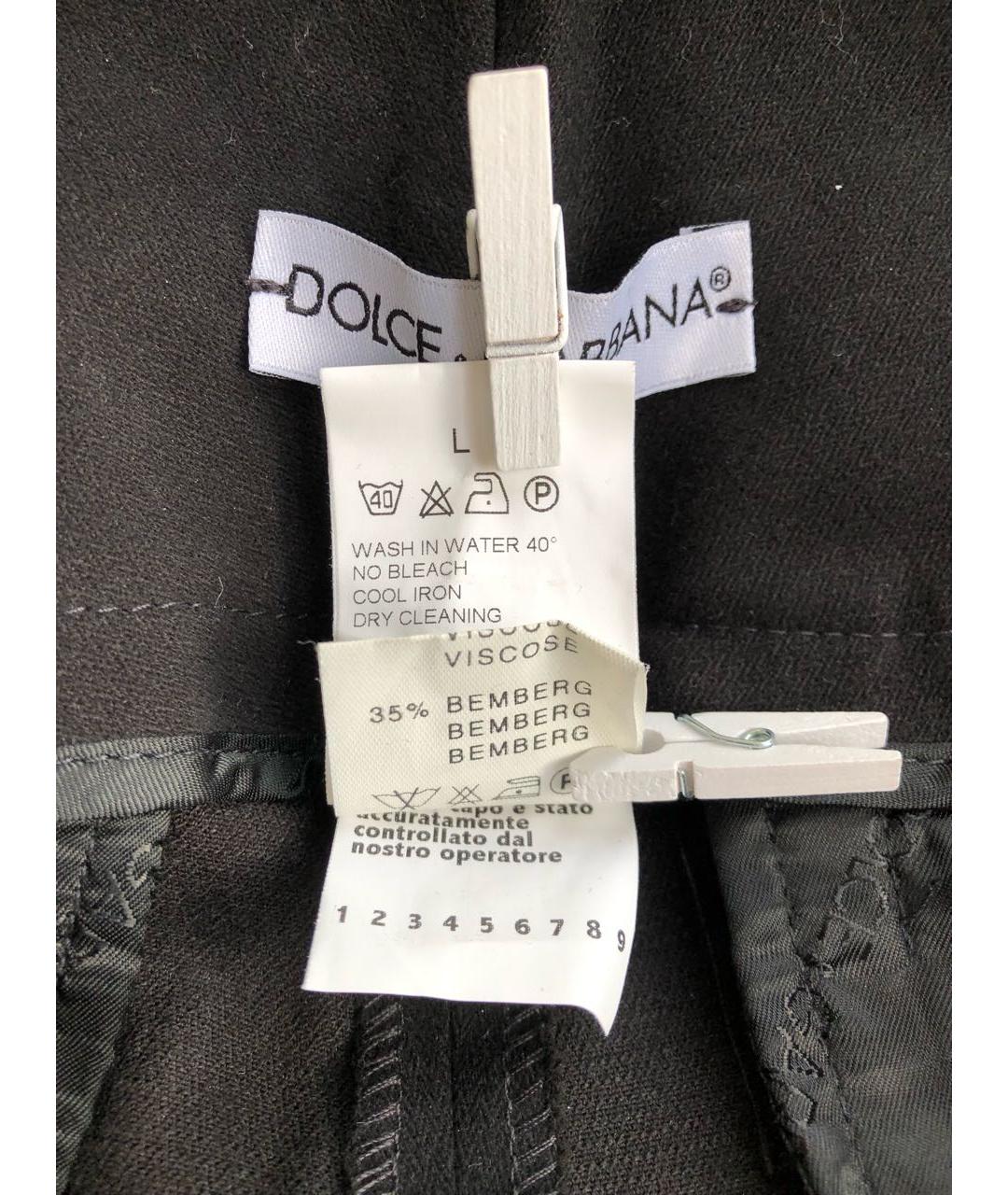 DOLCE&GABBANA Черные хлопко-эластановые прямые брюки, фото 6