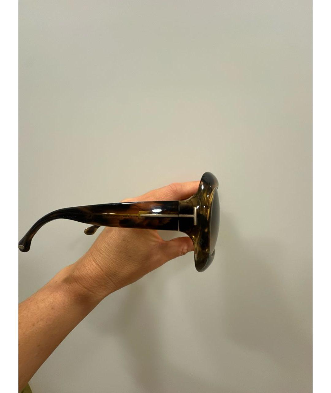 TOM FORD Бежевые пластиковые солнцезащитные очки, фото 3