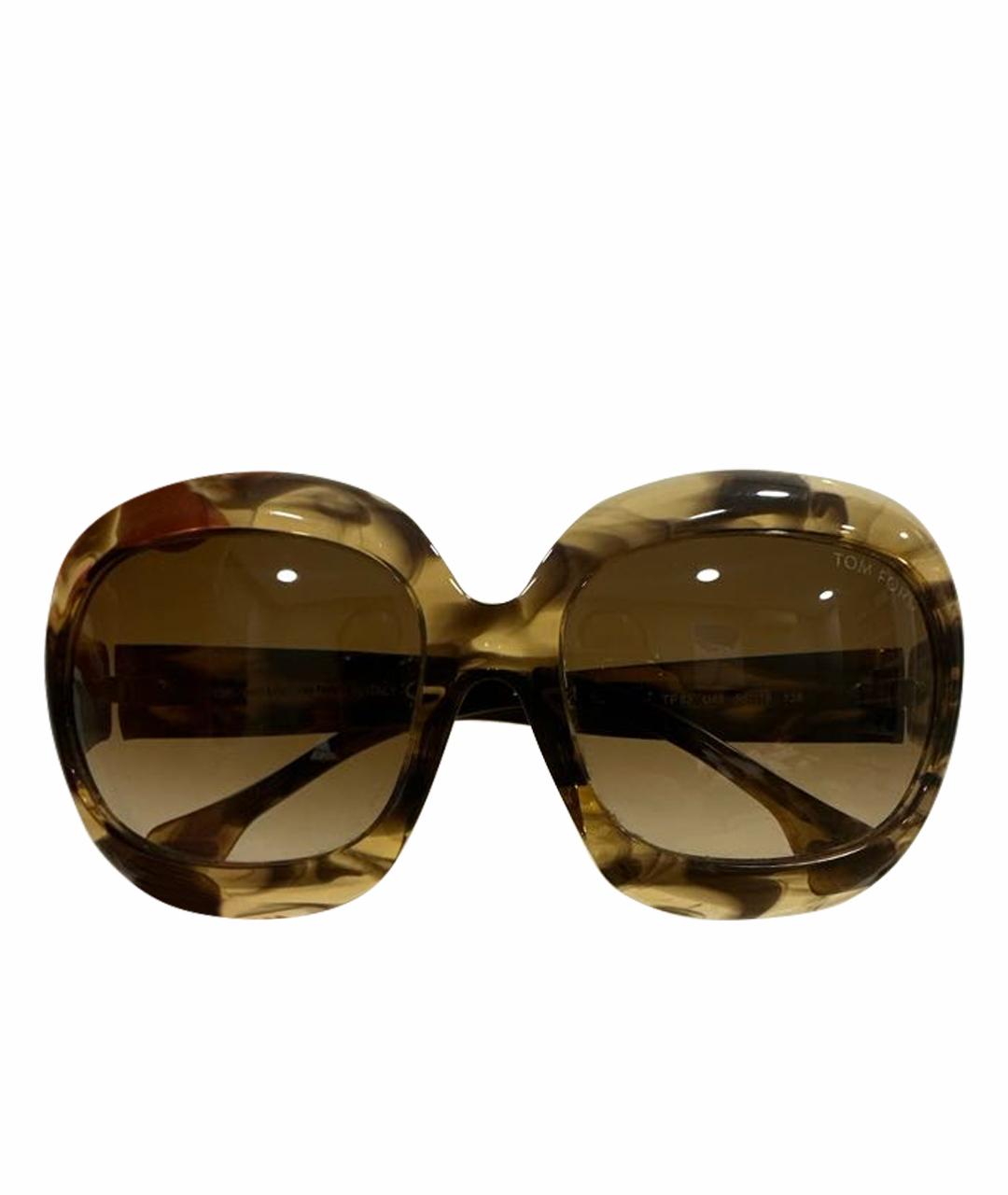 TOM FORD Бежевые пластиковые солнцезащитные очки, фото 1