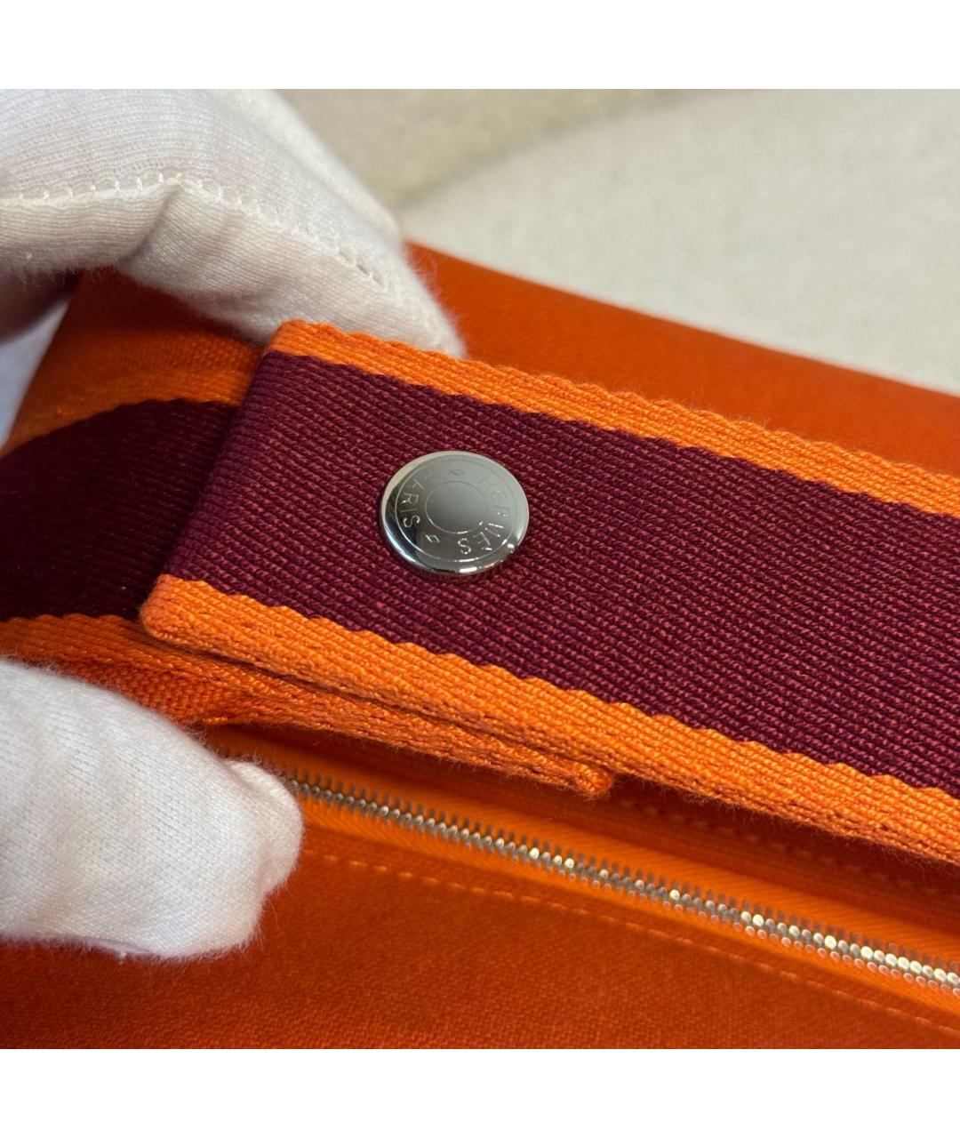 HERMES Оранжевая хлопковая косметичка, фото 5