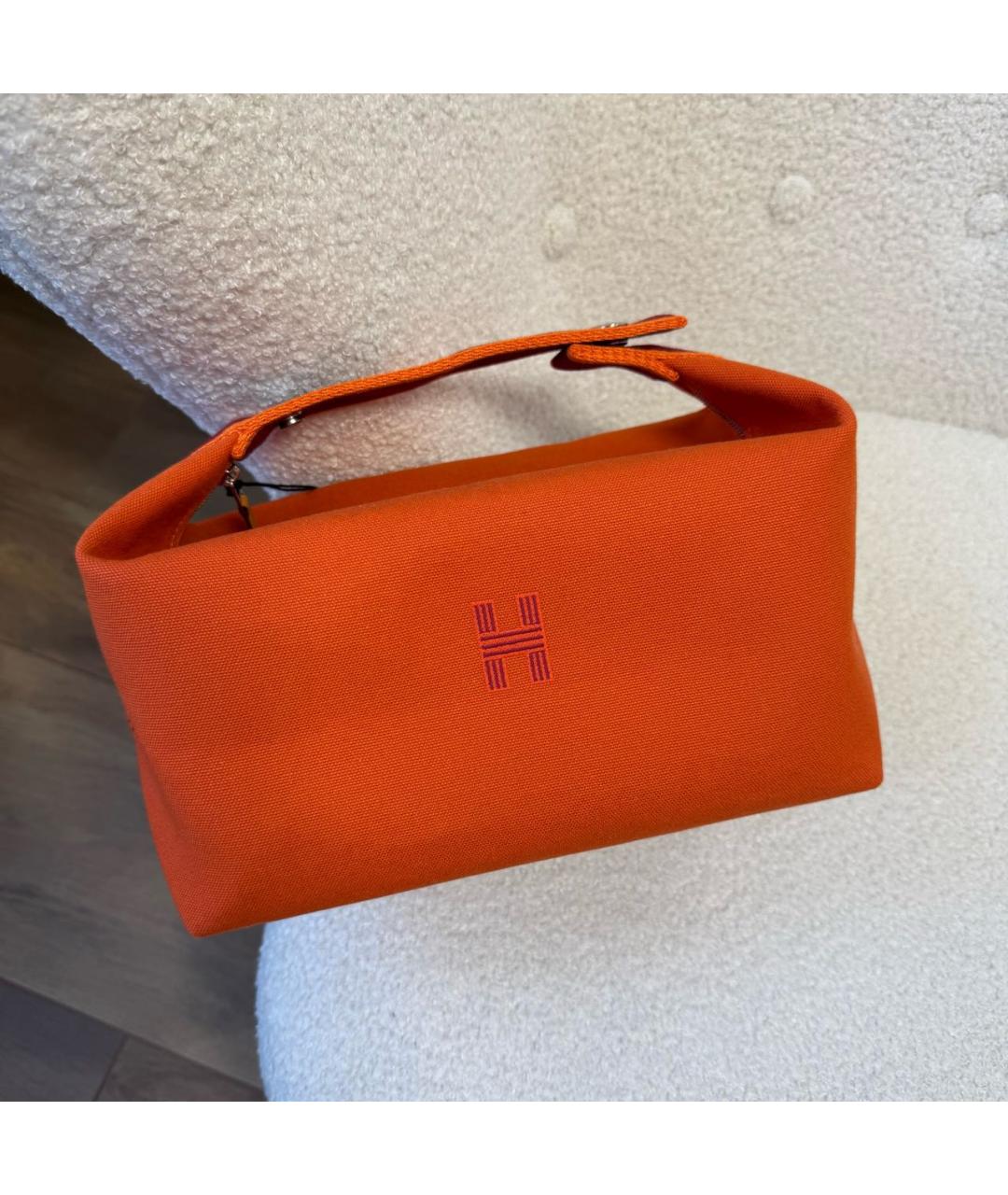 HERMES Оранжевая хлопковая косметичка, фото 2