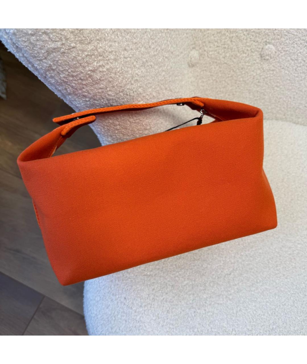 HERMES Оранжевая хлопковая косметичка, фото 3