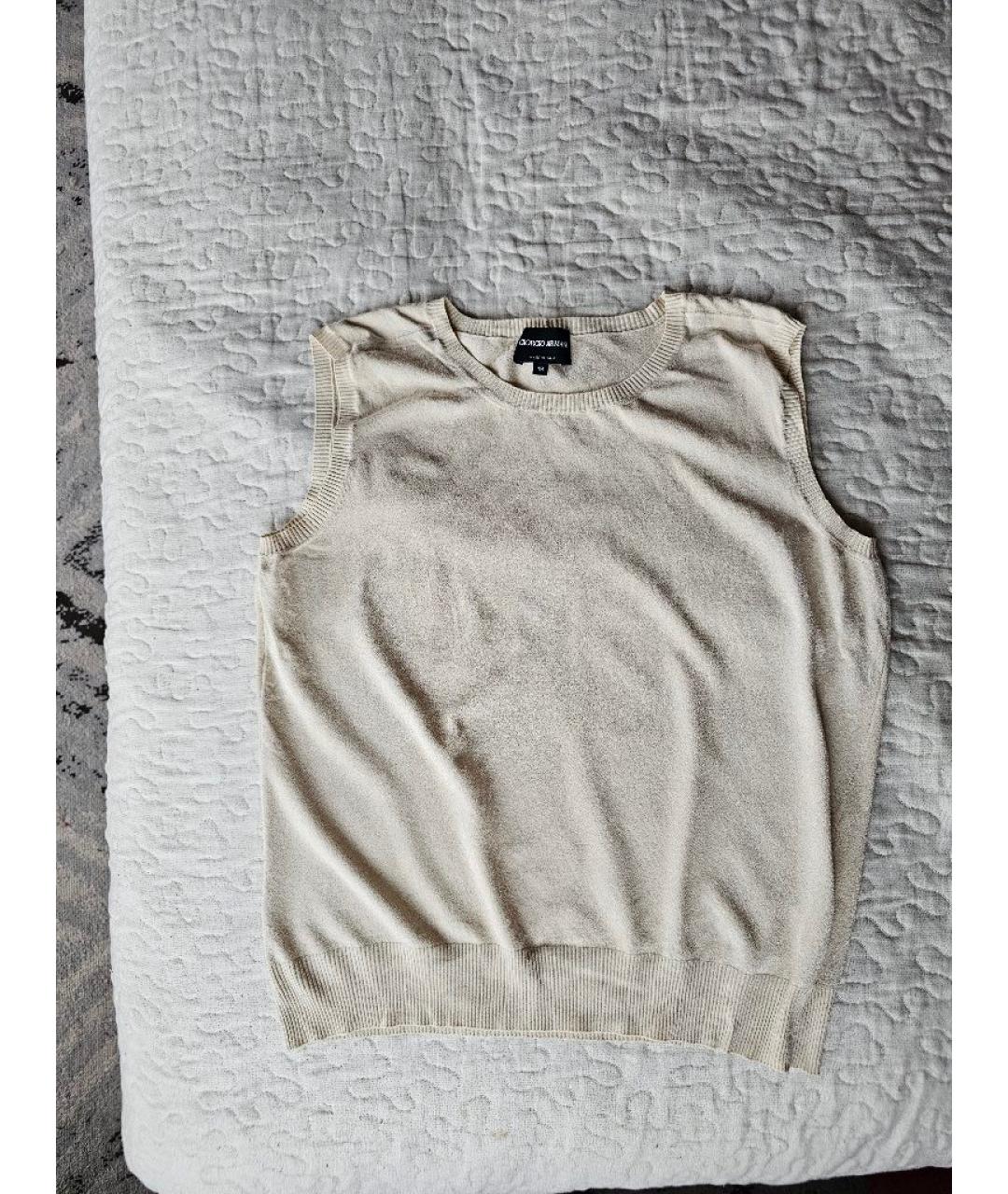 GIORGIO ARMANI Бежевая вискозная жилетка, фото 6