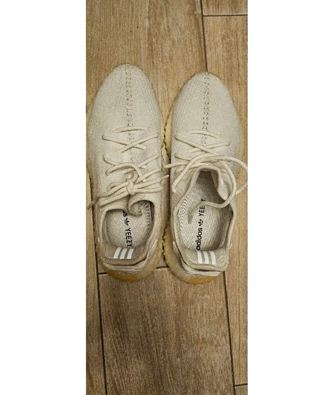 ADIDAS YEEZY Белые текстильные низкие кроссовки / кеды, фото 3