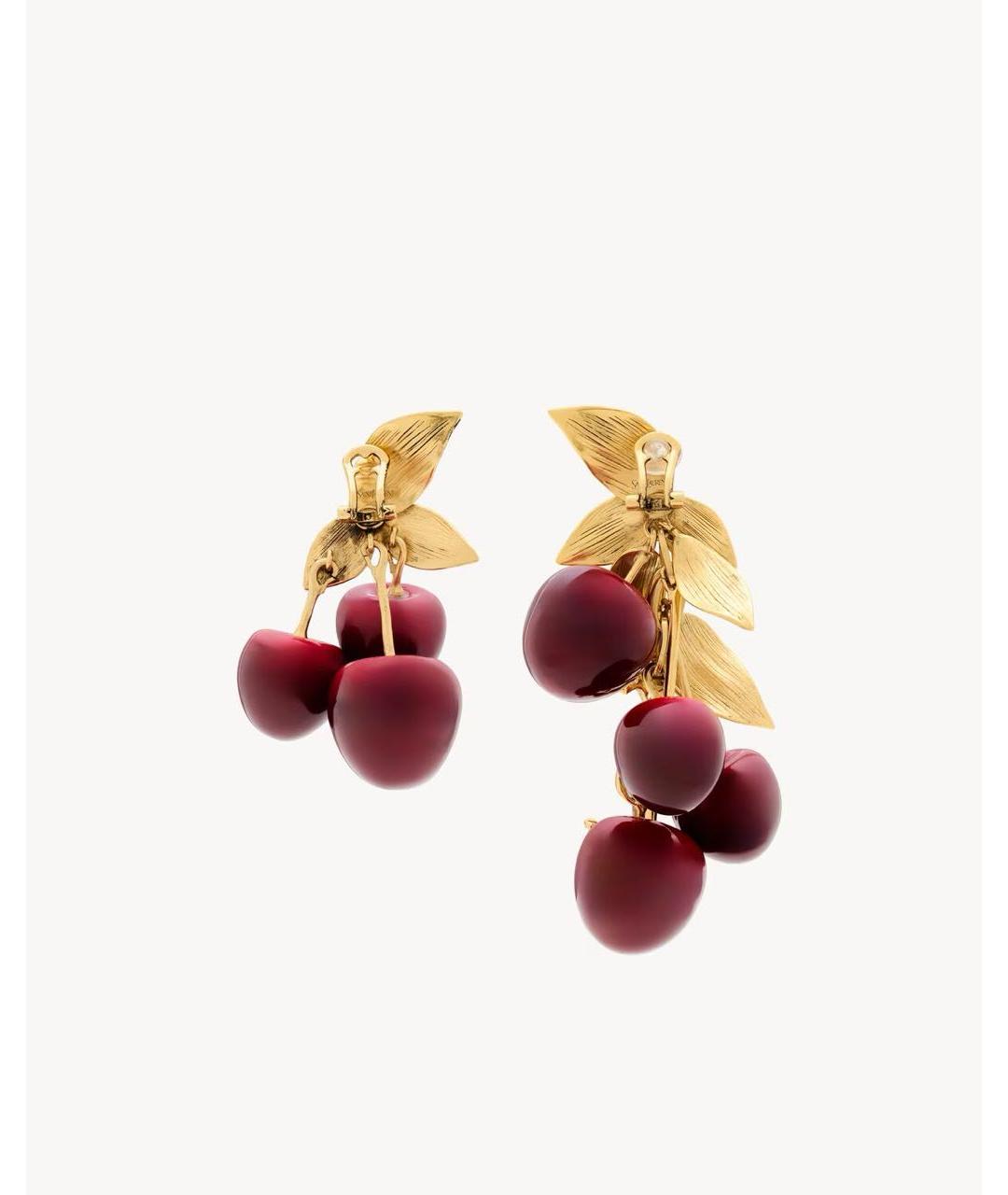 SAINT LAURENT Красные металлические серьги, фото 3