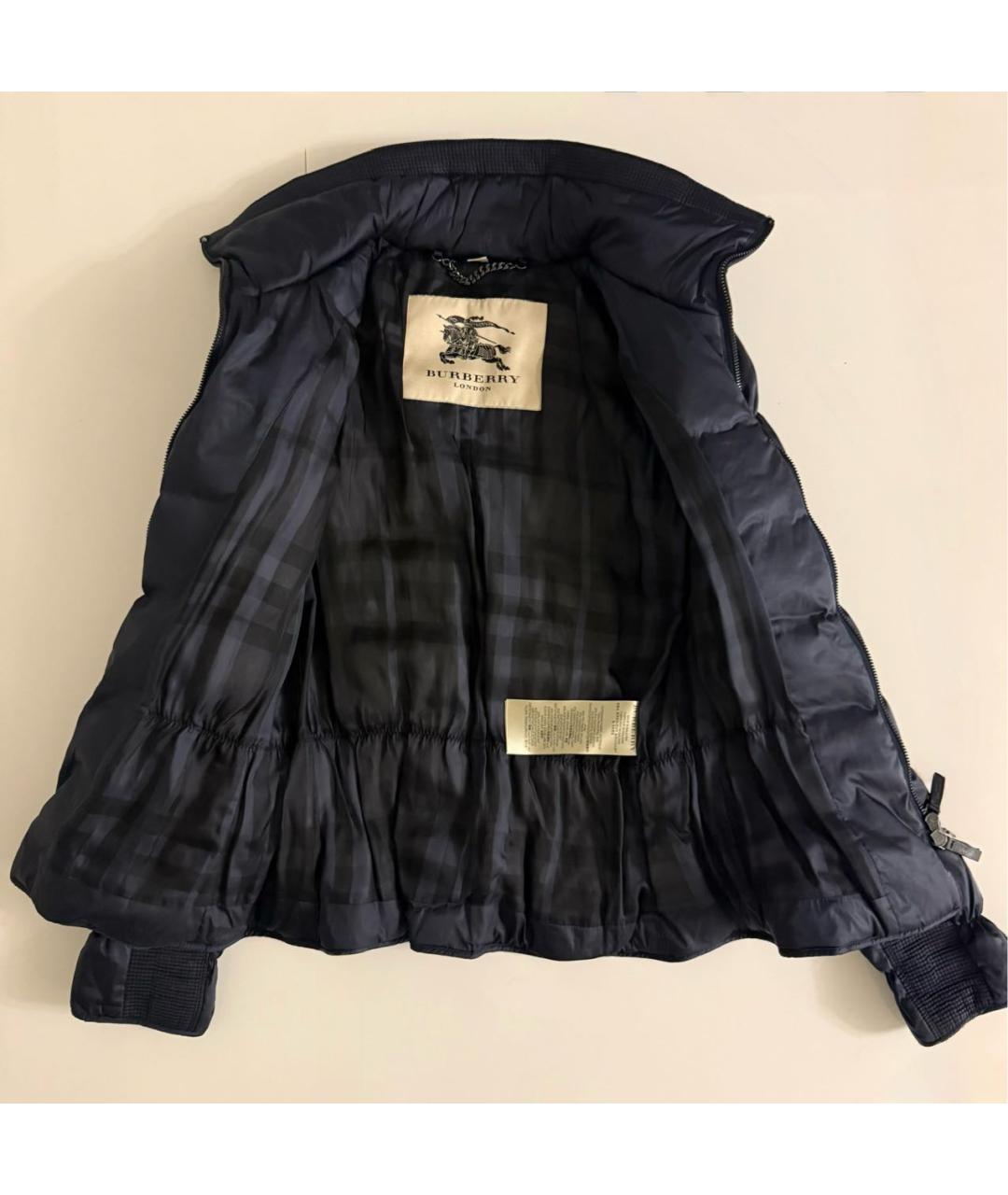 BURBERRY Темно-синий полиамидовый пуховик, фото 4