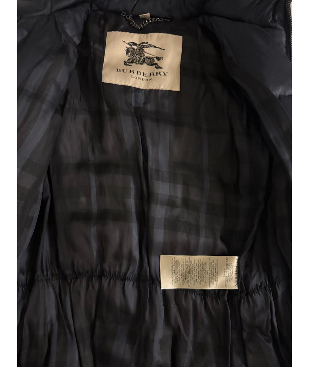 BURBERRY Темно-синий полиамидовый пуховик, фото 3