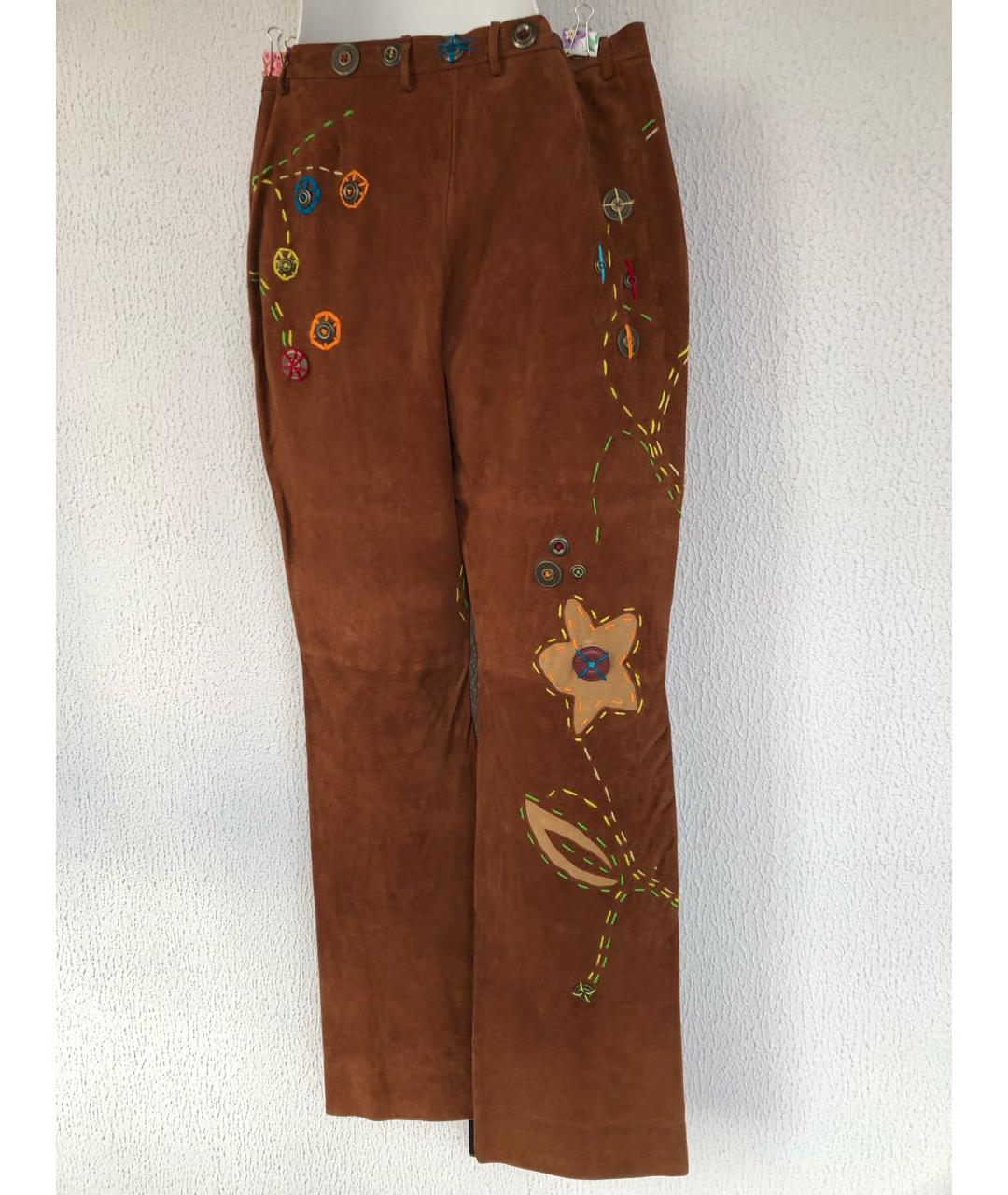 DOLCE&GABBANA Коричневые замшевые прямые брюки, фото 2