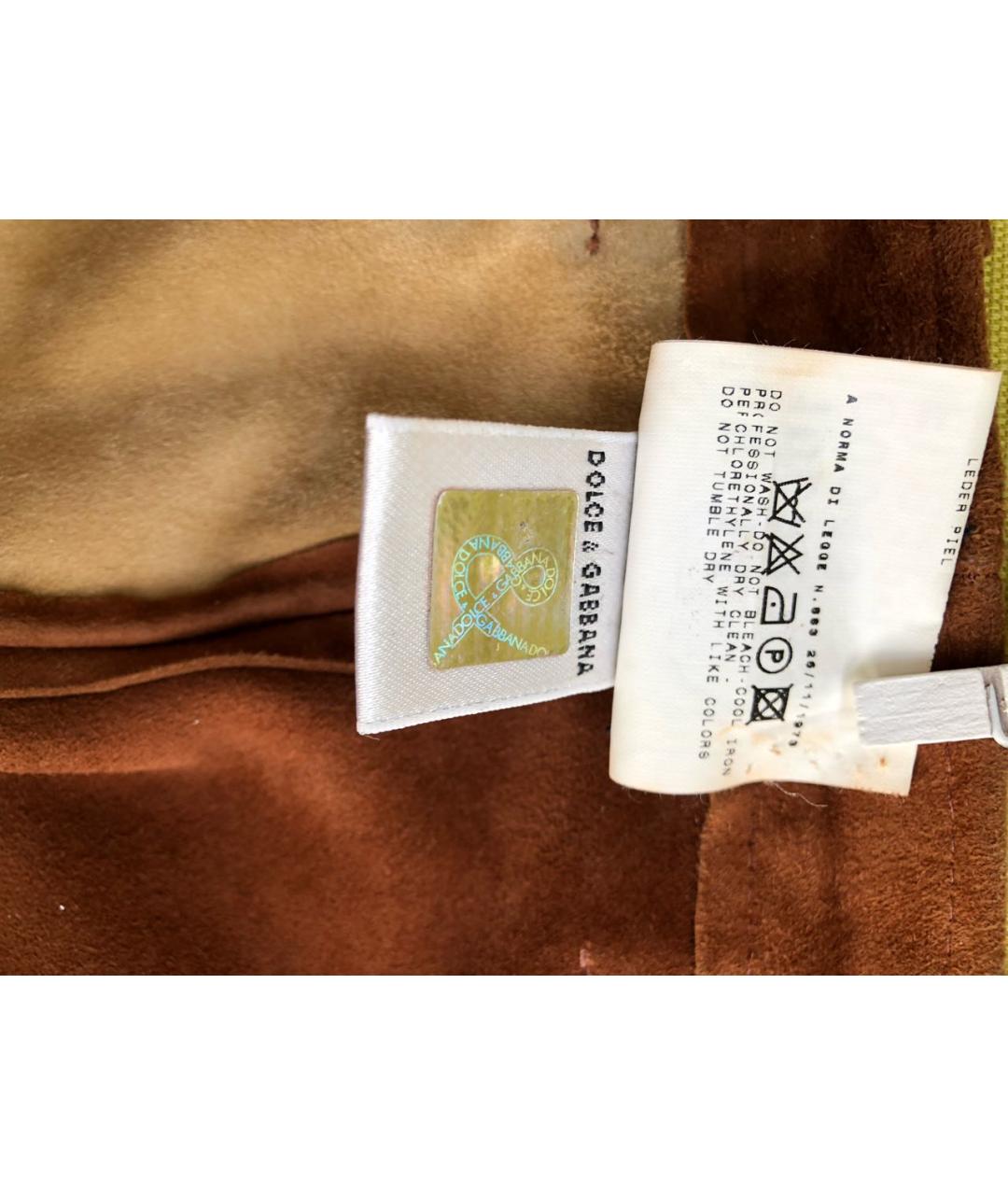 DOLCE&GABBANA Коричневые замшевые прямые брюки, фото 4