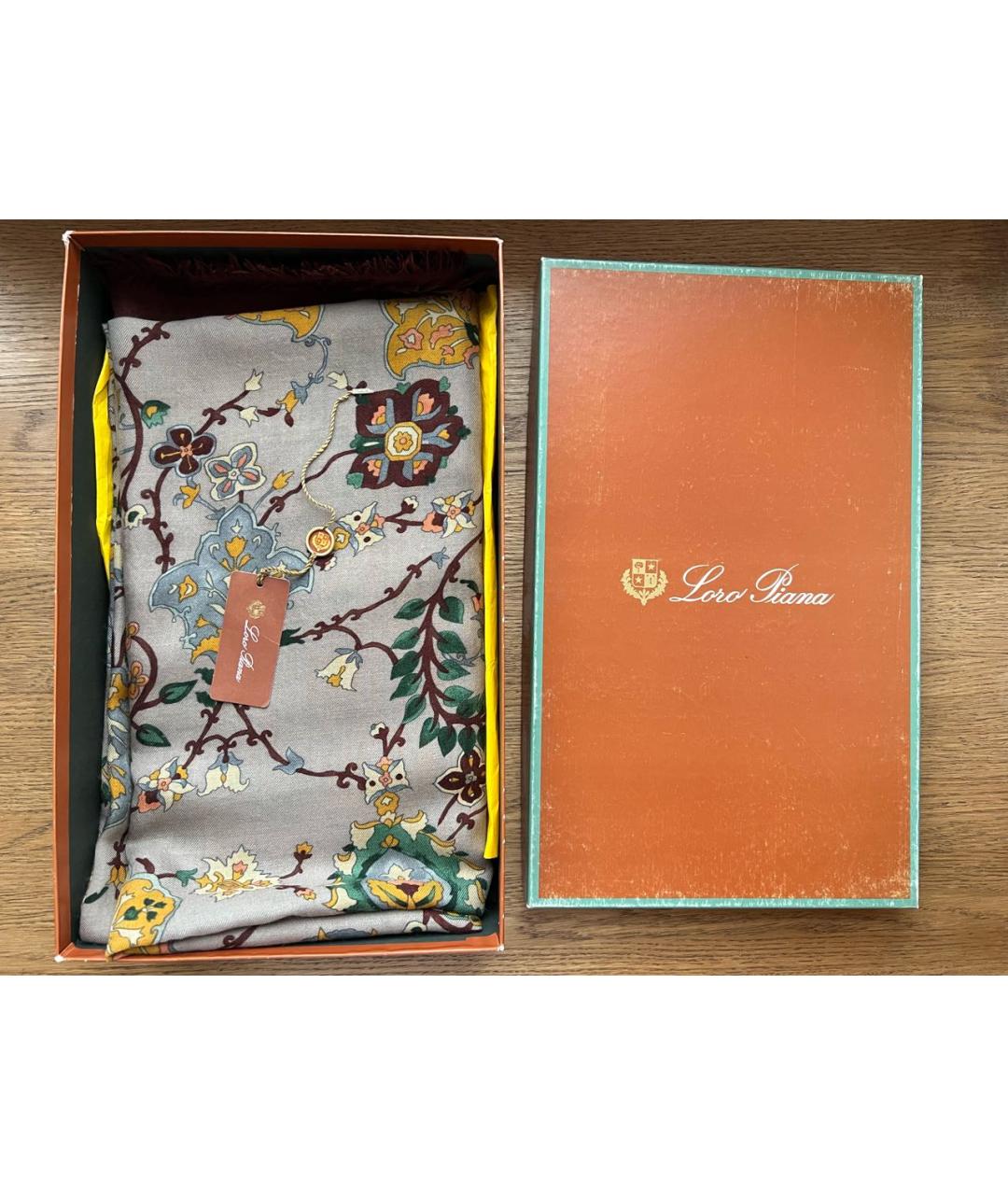 LORO PIANA Серый кашемировый платок, фото 7