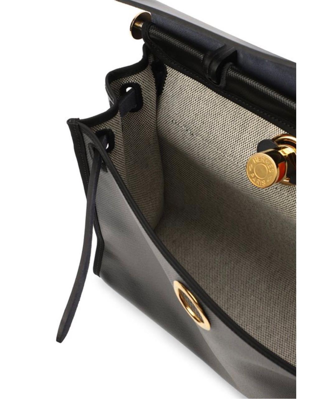 HERMES Черная кожаная сумка с короткими ручками, фото 6