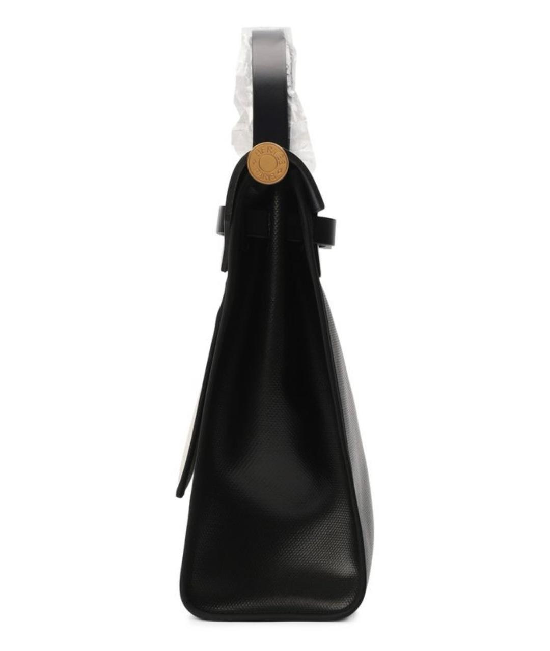 HERMES Черная кожаная сумка с короткими ручками, фото 2