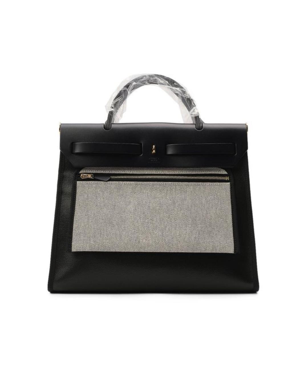 HERMES Черная кожаная сумка с короткими ручками, фото 3