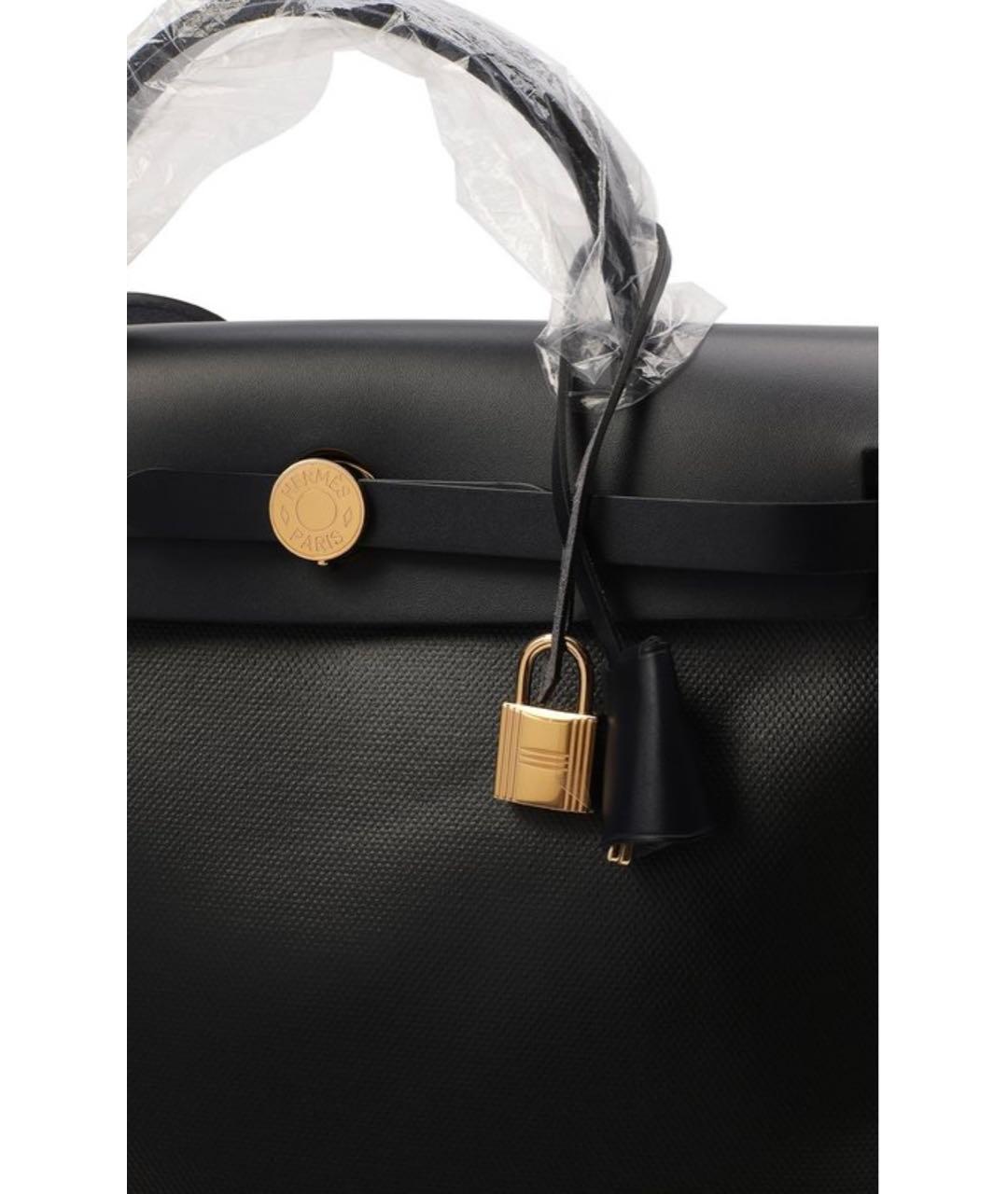 HERMES Черная кожаная сумка с короткими ручками, фото 4