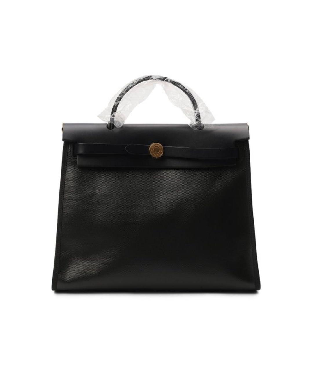 HERMES Черная кожаная сумка с короткими ручками, фото 1