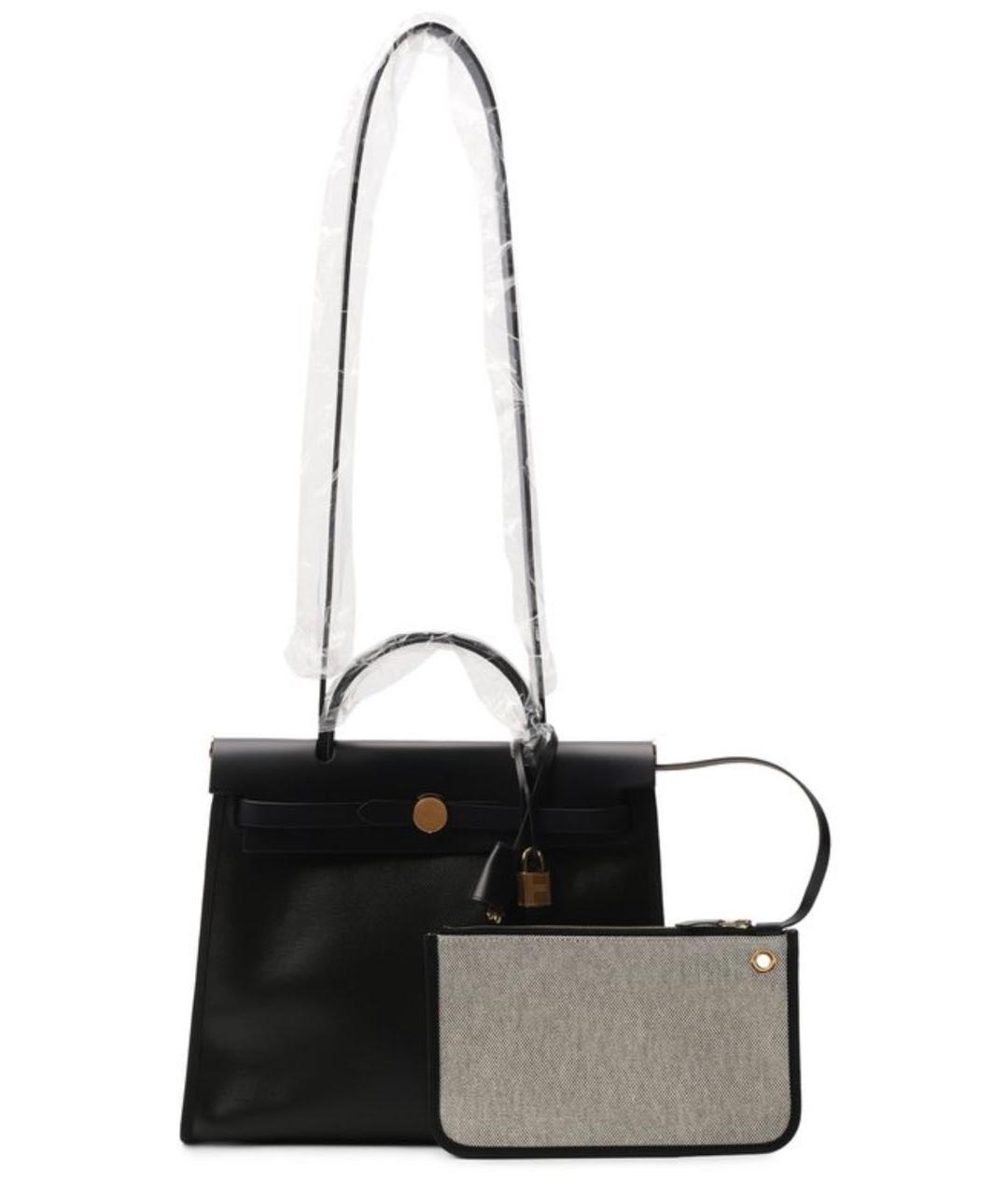 HERMES Черная кожаная сумка с короткими ручками, фото 5