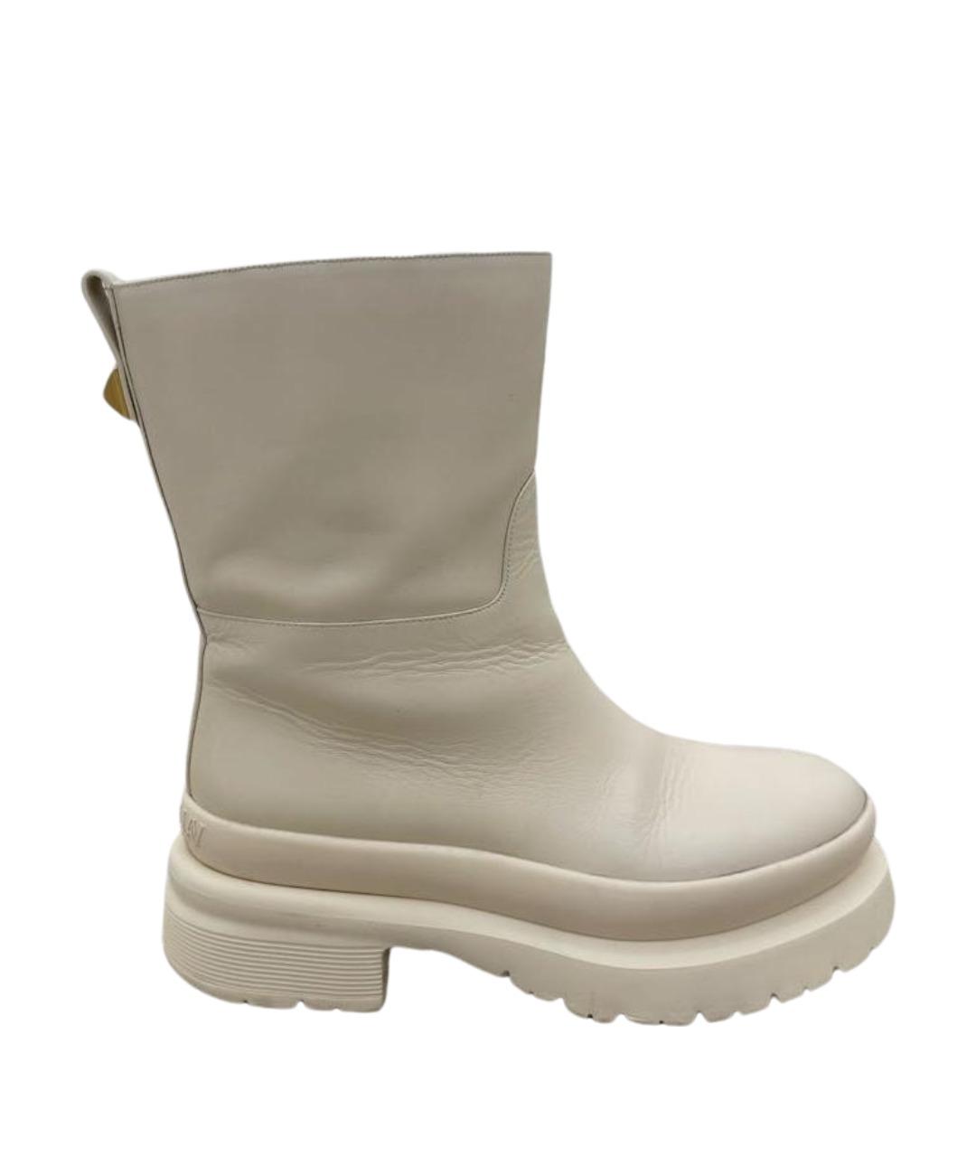 VALENTINO Бежевые кожаные полусапоги, фото 1