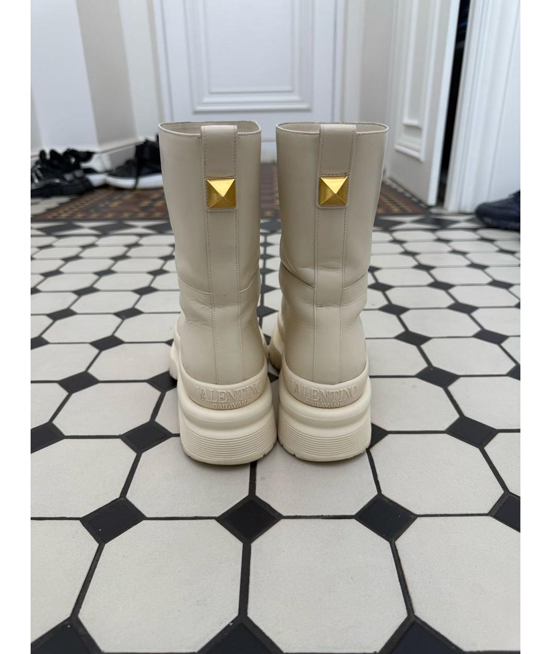 VALENTINO Бежевые кожаные полусапоги, фото 4