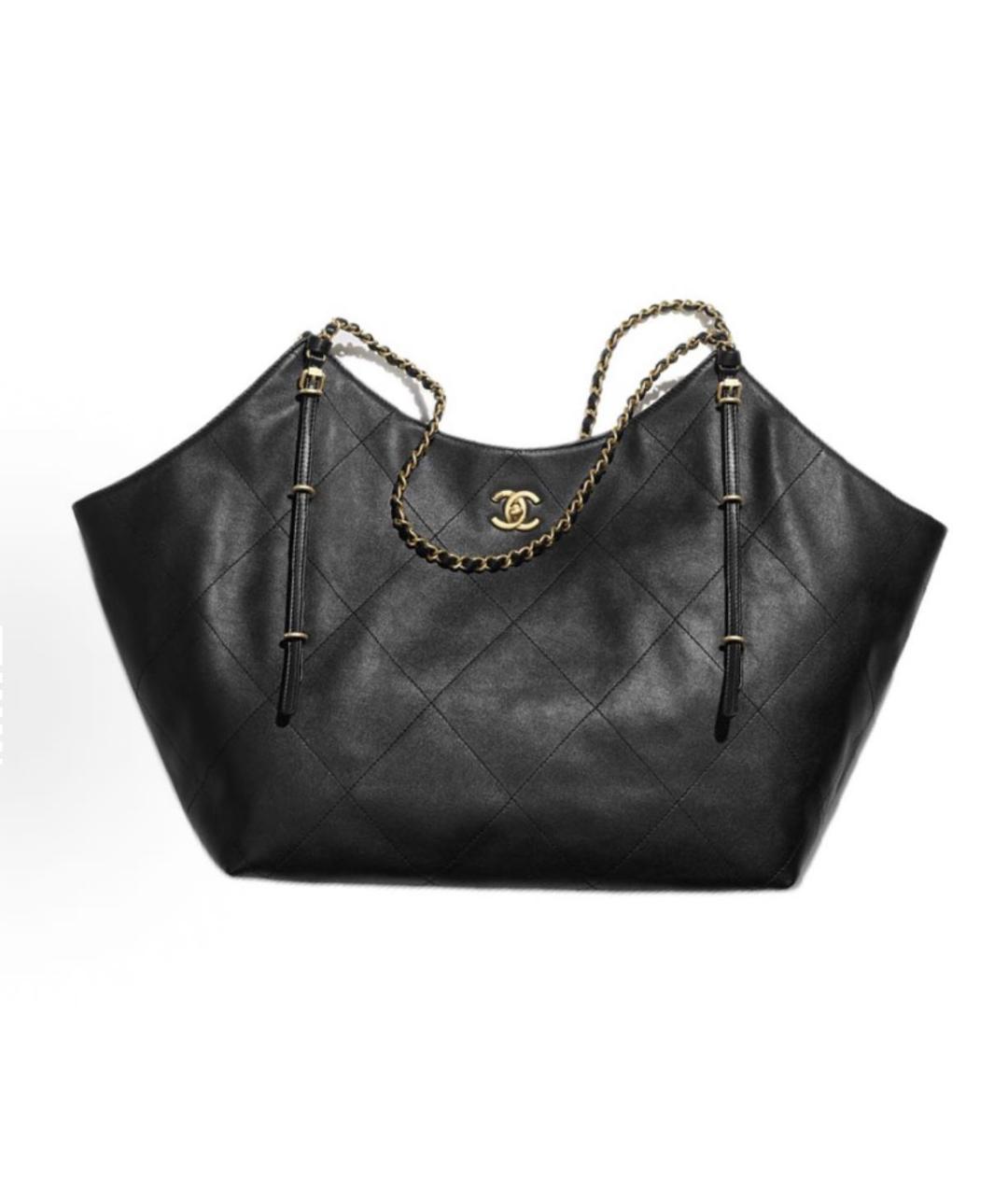 CHANEL Черная кожаная сумка тоут, фото 9