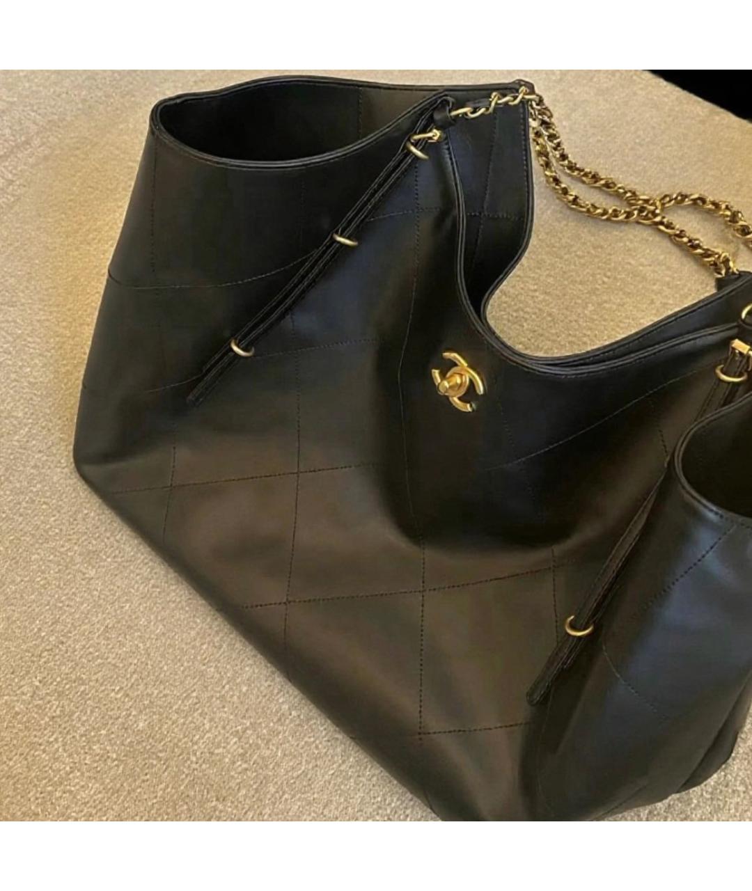 CHANEL Черная кожаная сумка тоут, фото 8