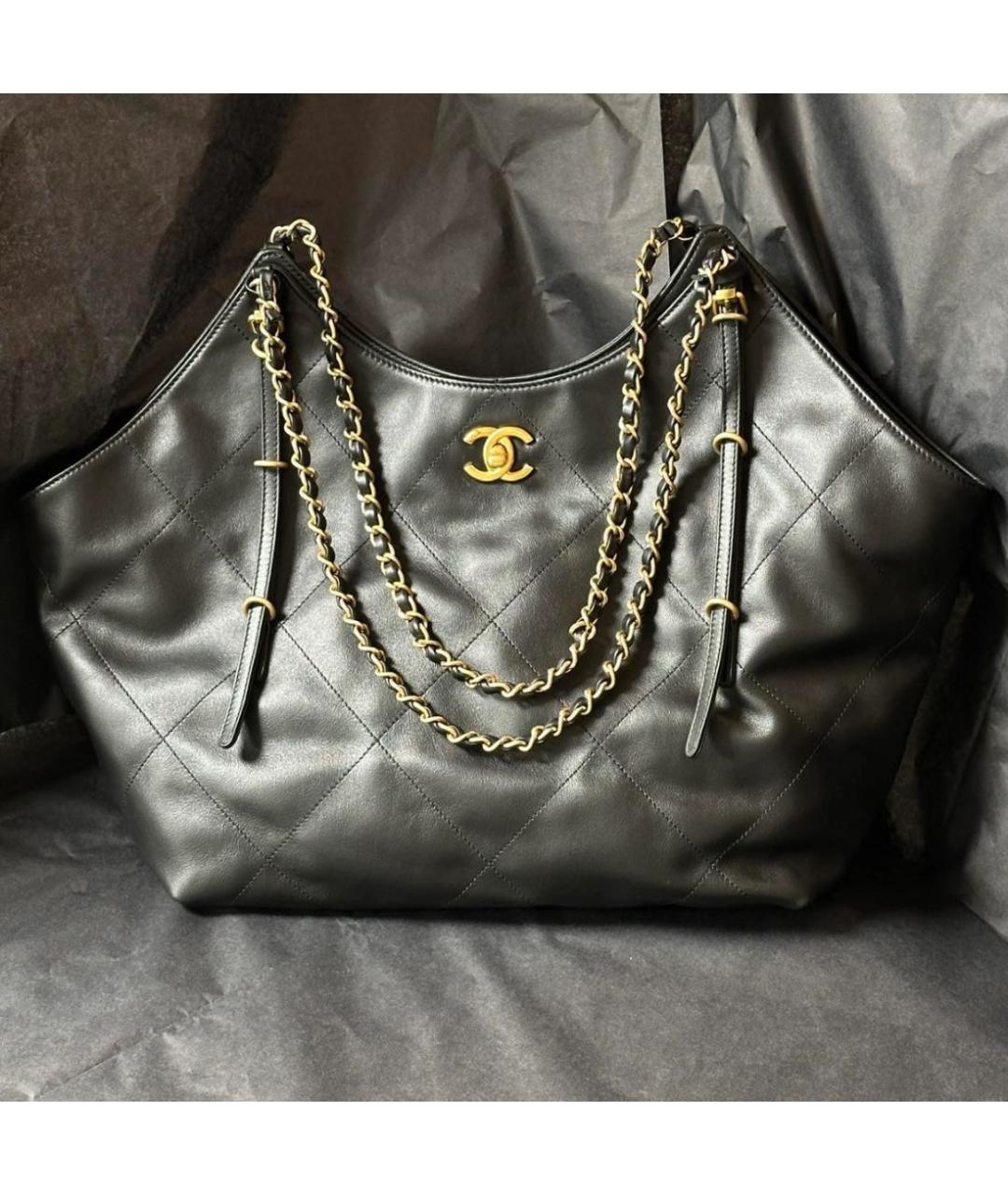 CHANEL Черная кожаная сумка тоут, фото 7