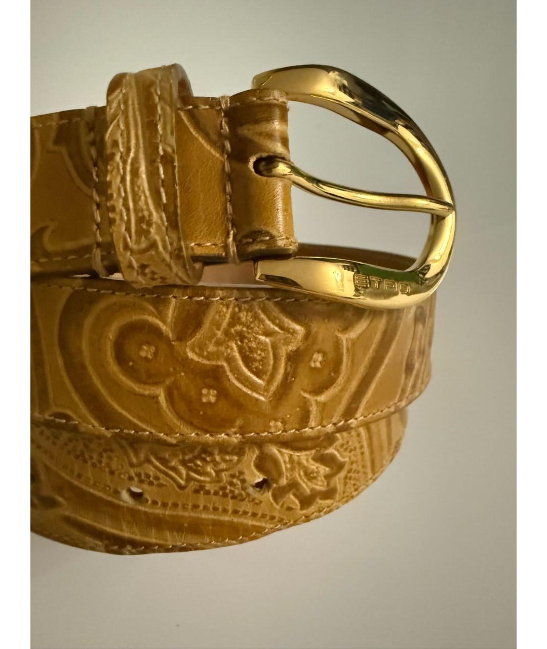ETRO Золотой кожаный ремень, фото 2