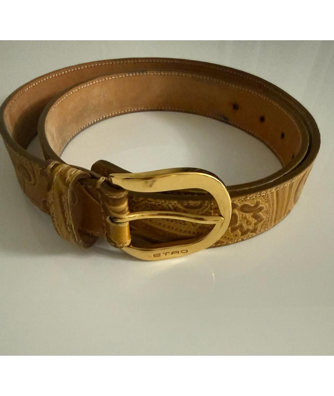 ETRO Золотой кожаный ремень, фото 9