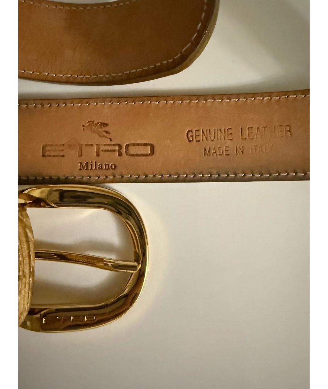 ETRO Золотой кожаный ремень, фото 4