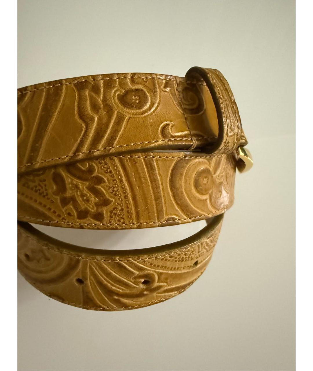 ETRO Золотой кожаный ремень, фото 3