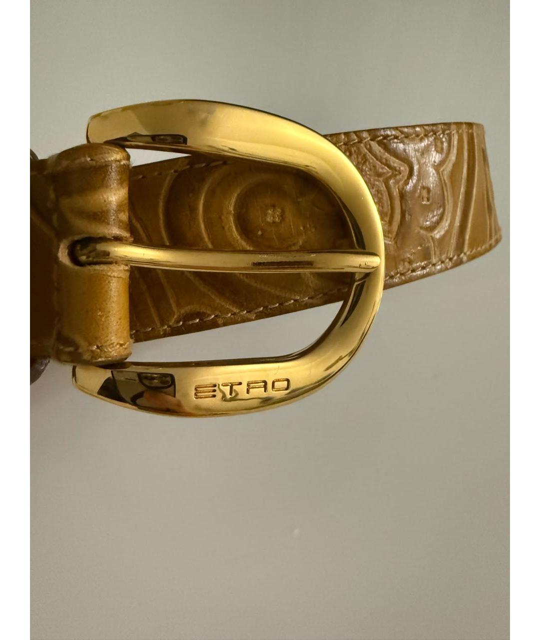 ETRO Золотой кожаный ремень, фото 5