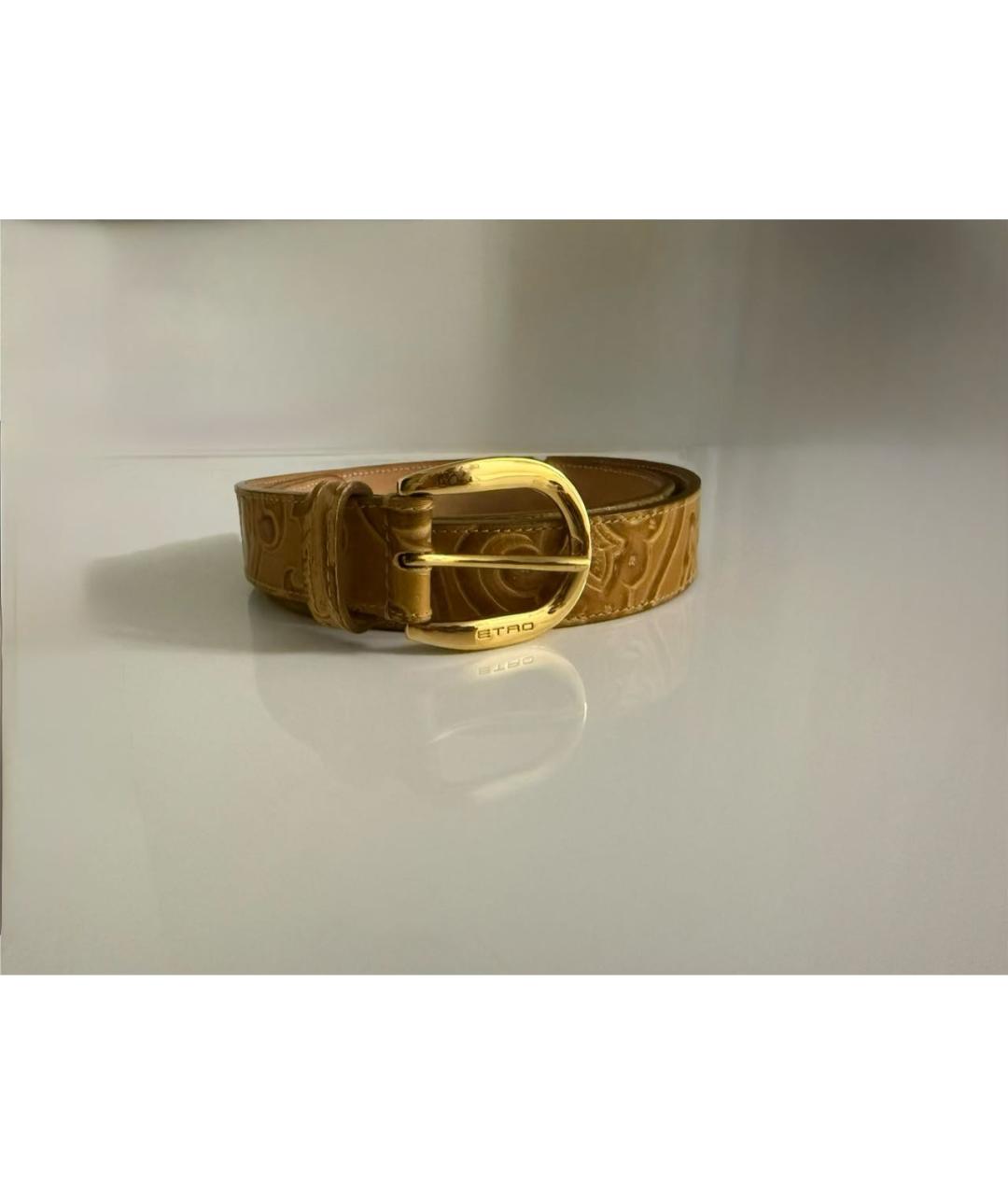ETRO Золотой кожаный ремень, фото 8