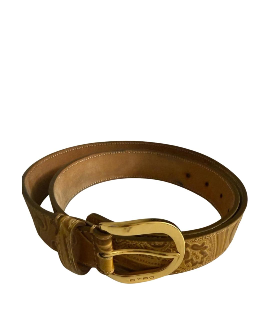 ETRO Золотой кожаный ремень, фото 1