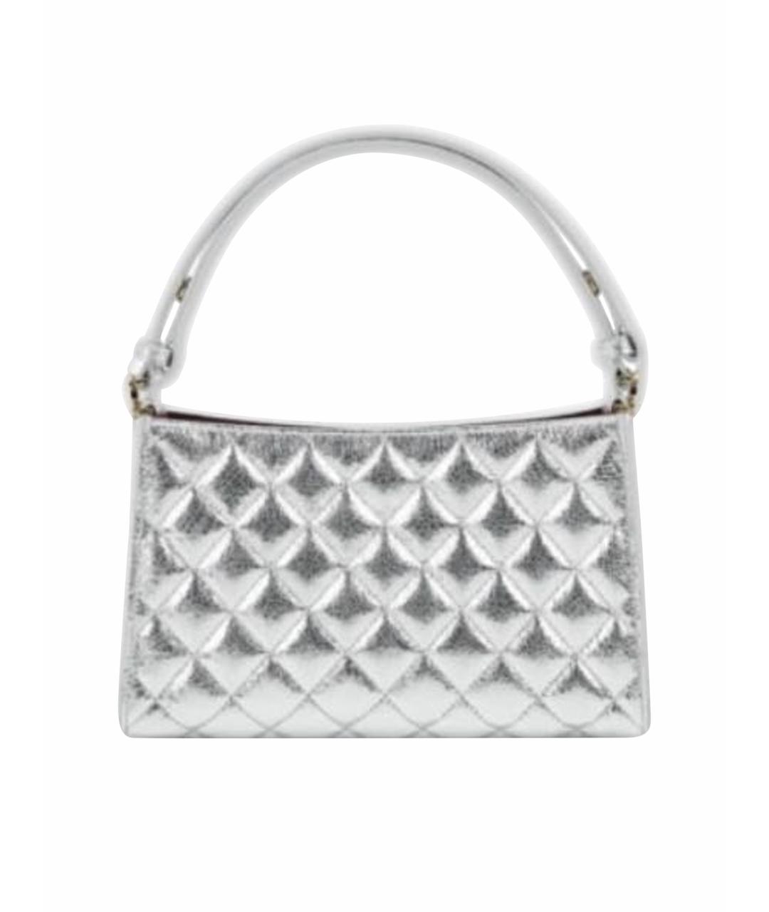 CHANEL Серебряная кожаная сумка с короткими ручками, фото 1