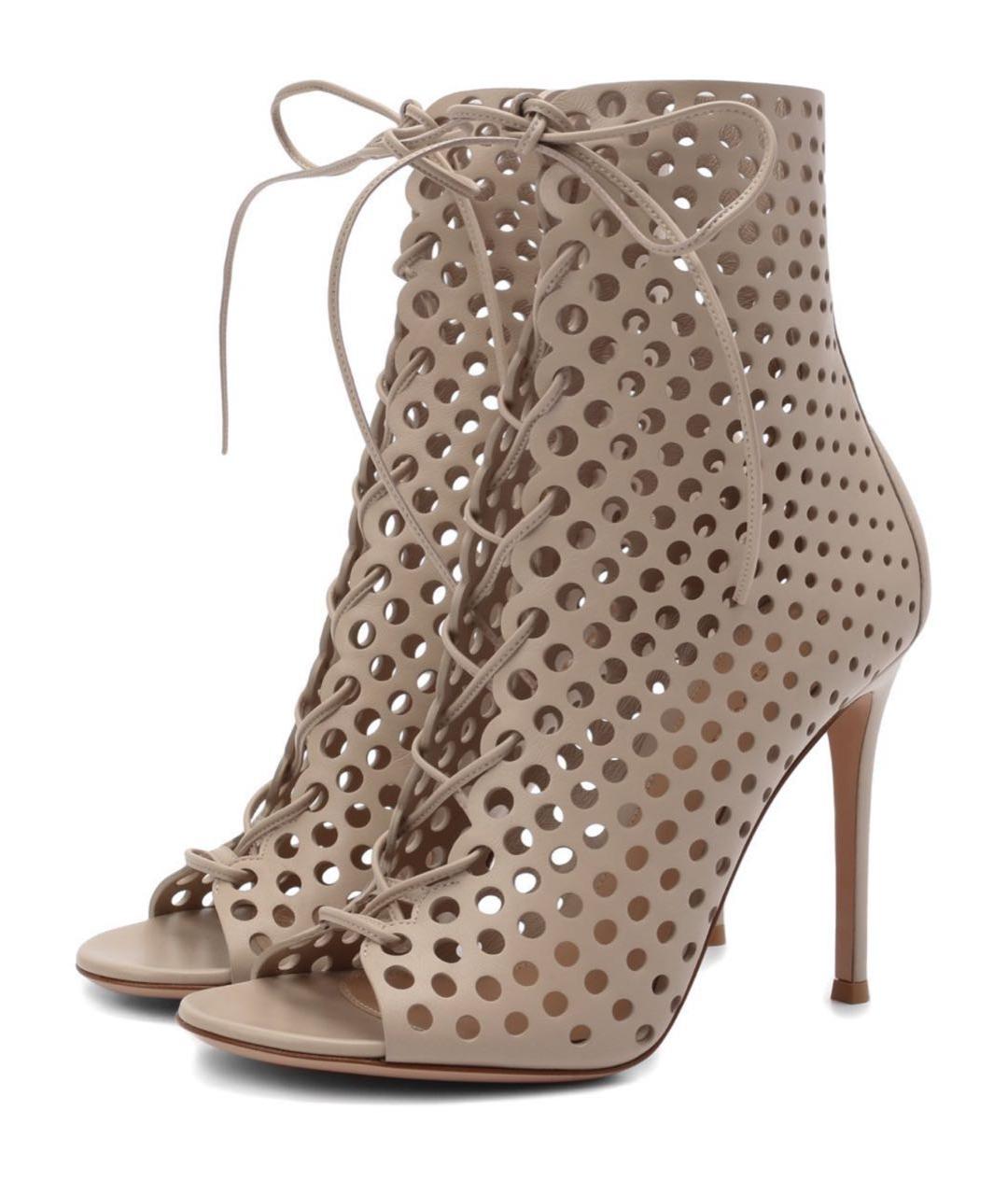 GIANVITO ROSSI Бежевые кожаные ботильоны, фото 2