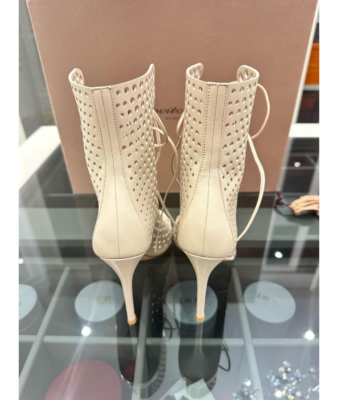 GIANVITO ROSSI Бежевые кожаные ботильоны, фото 4