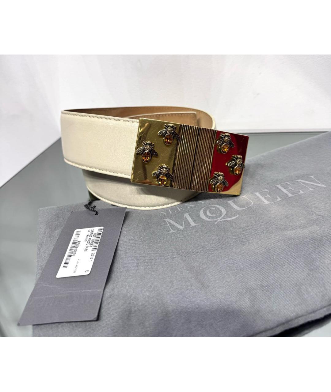 ALEXANDER MCQUEEN Бежевый кожаный ремень, фото 6