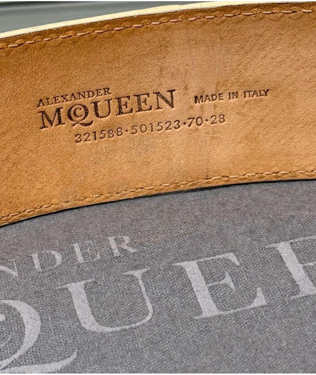 ALEXANDER MCQUEEN Бежевый кожаный ремень, фото 5