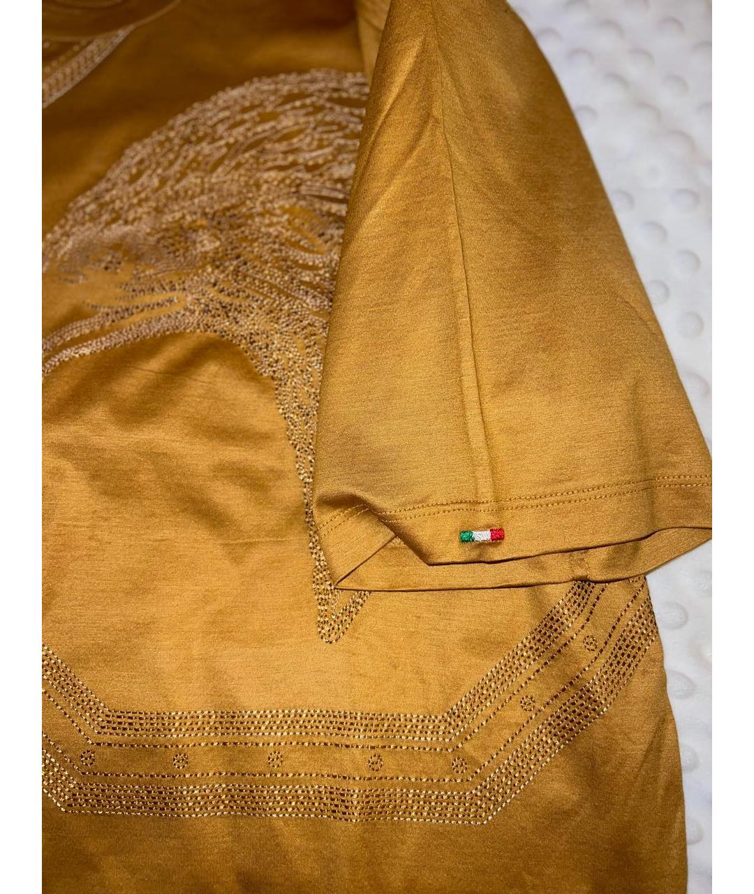 STEFANO RICCI Горчичная хлопковая футболка, фото 3