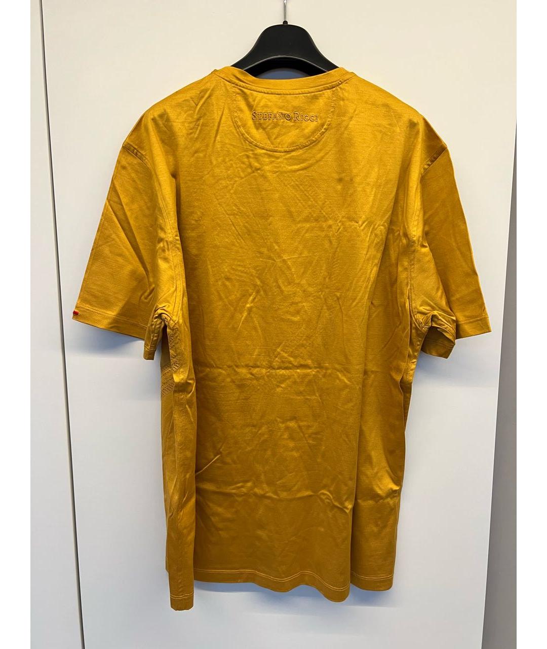 STEFANO RICCI Горчичная хлопковая футболка, фото 8