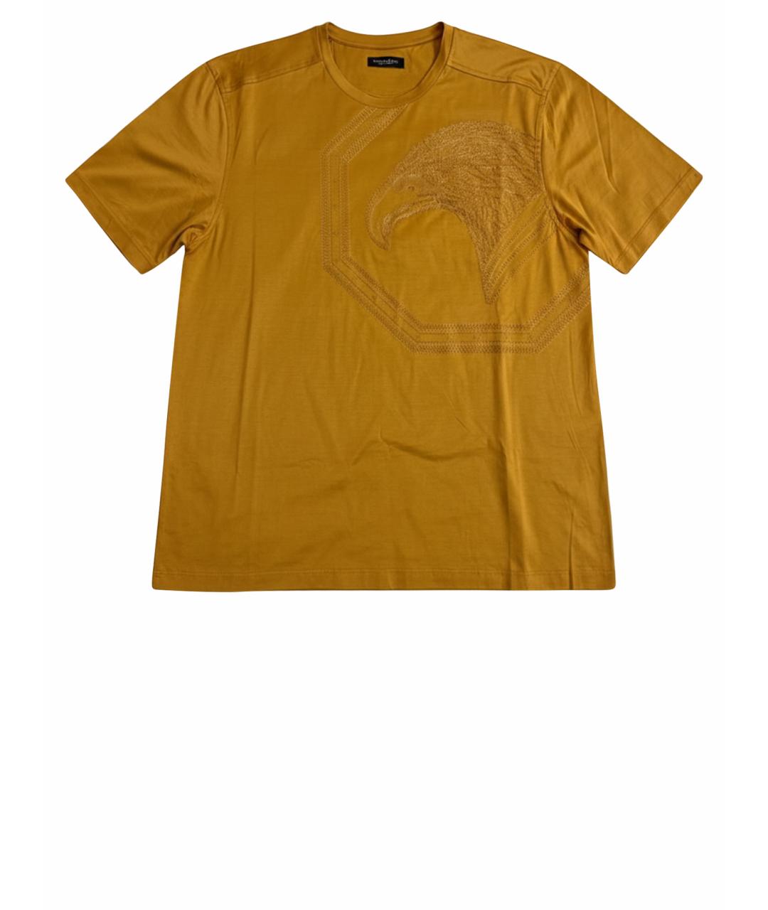 STEFANO RICCI Горчичная хлопковая футболка, фото 1