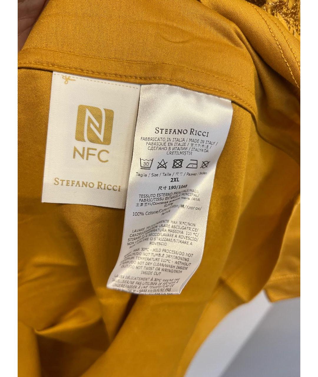 STEFANO RICCI Горчичная хлопковая футболка, фото 7